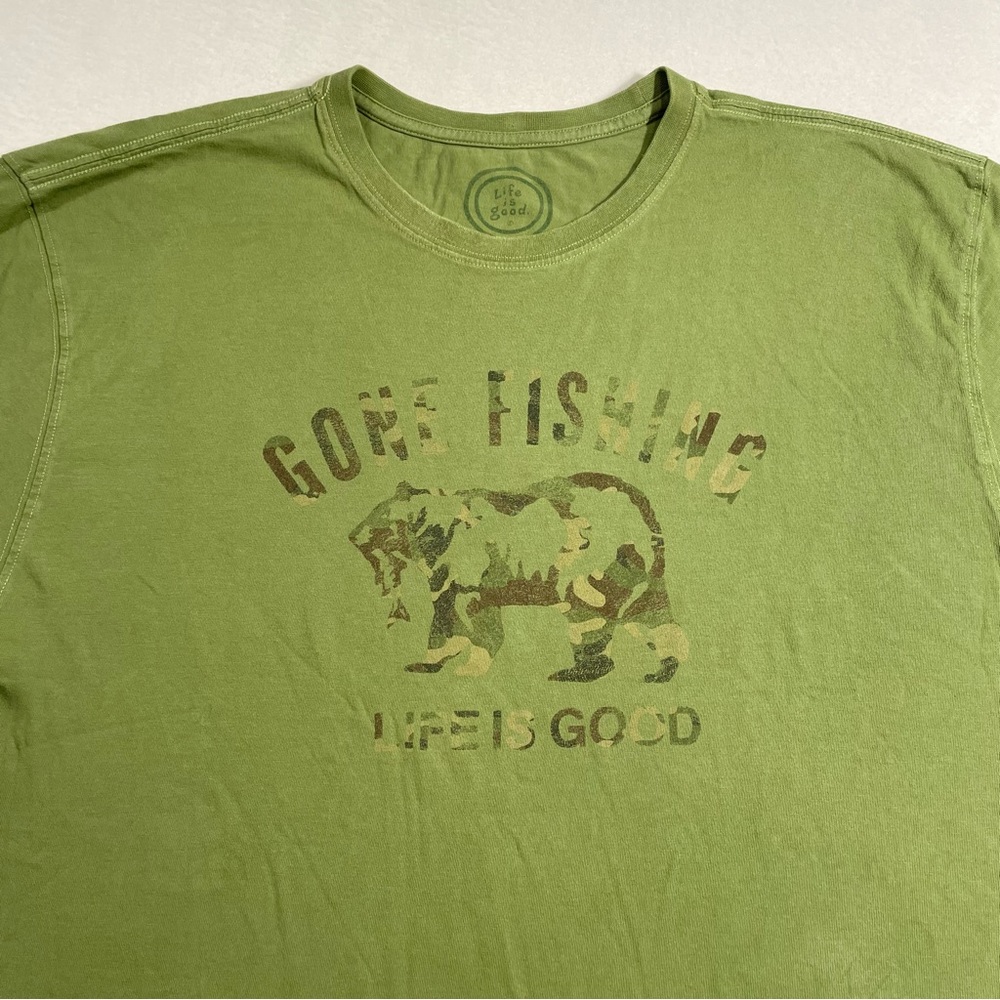 Life Is Good Classic Fit Gone Fishing T Shirt Size XXL Made in Peru 🇵🇪